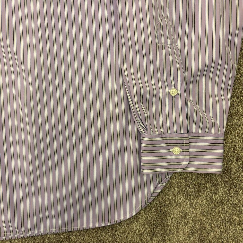 Ralph Lauren Men's Button Down Shirt Size 17.5 Purple Striped Long Sleeves EUC - Picture 5 of 11